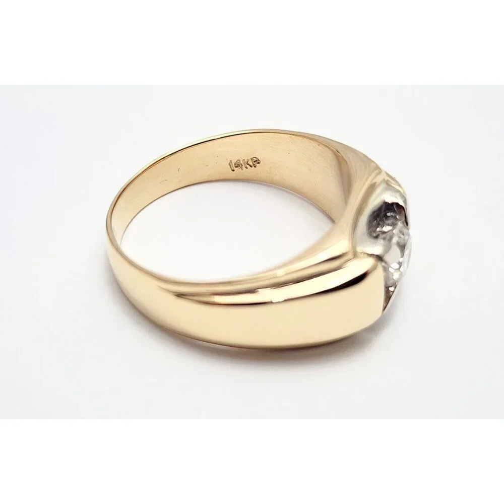 Unique 14K Solid Two Tone Multi Color Gold Designer Diamond Men's Ring - Size 9